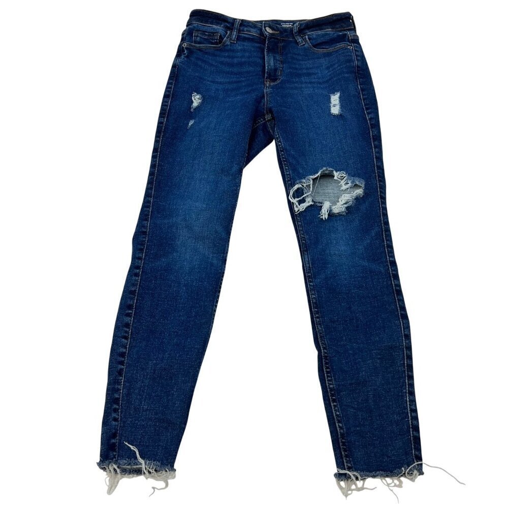 Old Navy Women’s Super Skinny Rockstar Jeans Distressed Size 4 Petite